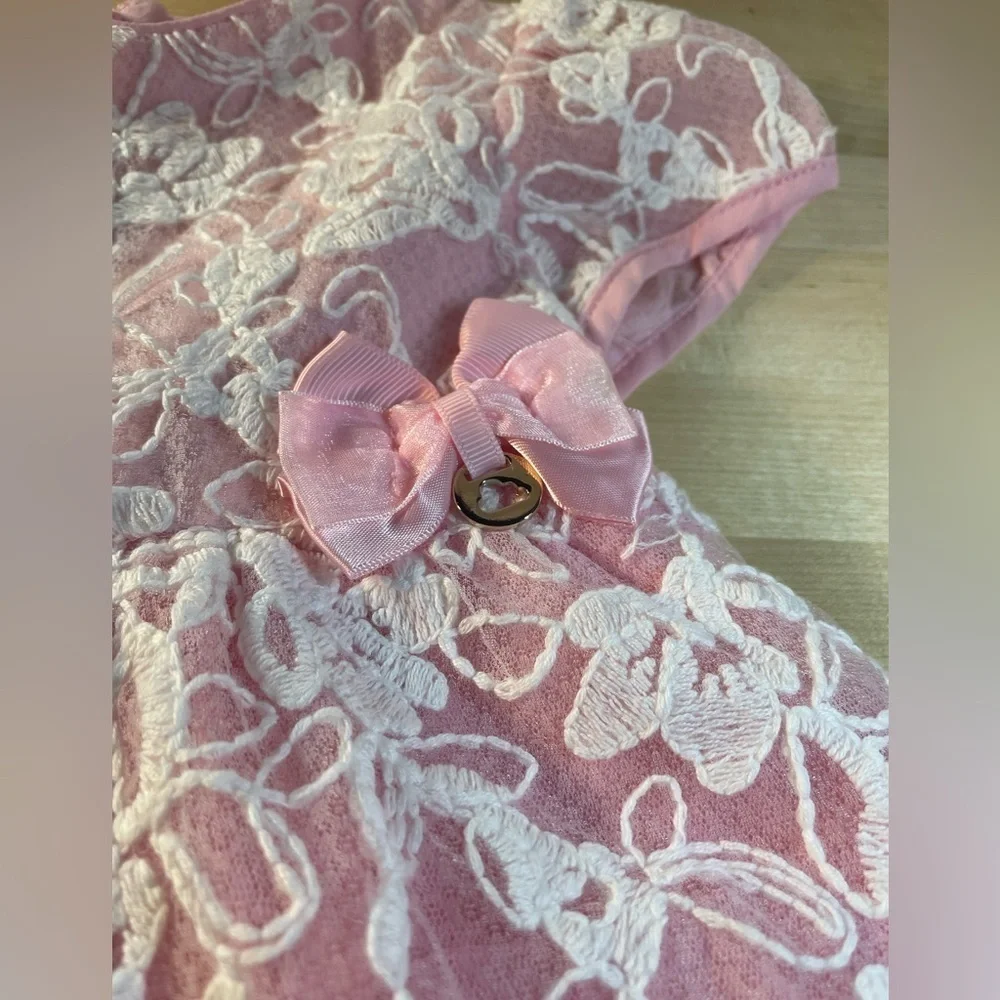 Mayoral Pink and White Floral Lace Dress
